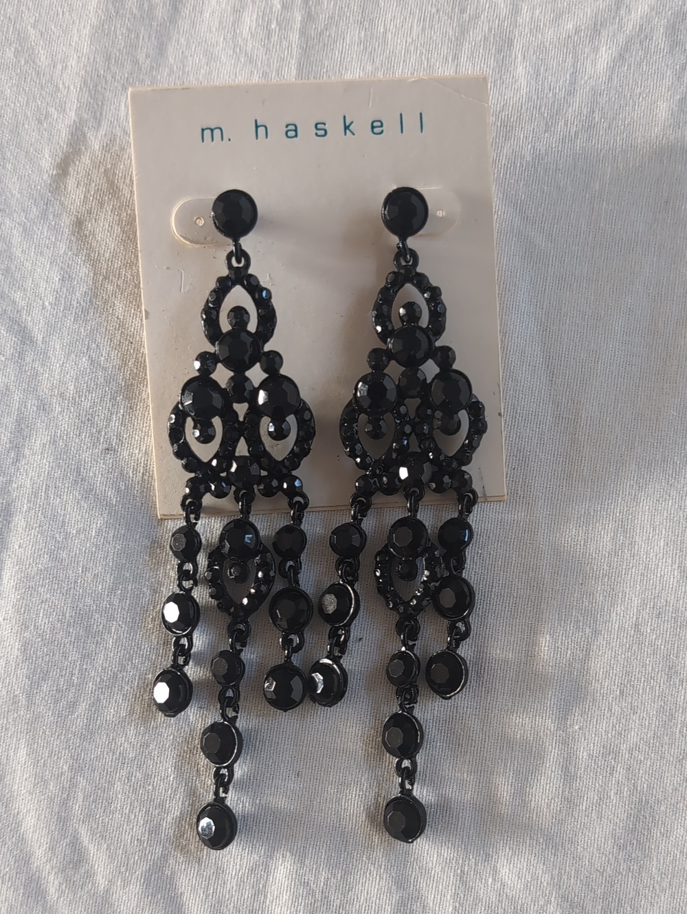 M. haskell Black Statement Chandelier Earrings